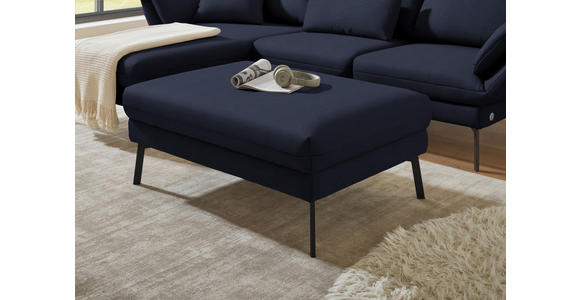 ECKSOFA  in Flachgewebe Blau Armteilverstellung, Relaxfunktion, Drehsitzfunktion  175-224/255-365 cm  - Blau/Schwarz, Design, Textil/Metall (175-224/255-365cm) - Dieter Knoll