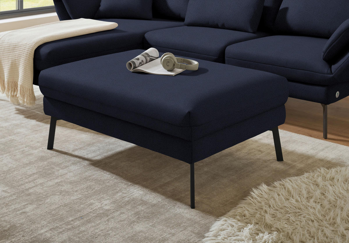 ECKSOFA  in Flachgewebe Blau  175-224/255-365 cm  - Blau/Schwarz, Design, Textil/Metall (175-224/255-365cm) - Dieter Knoll
