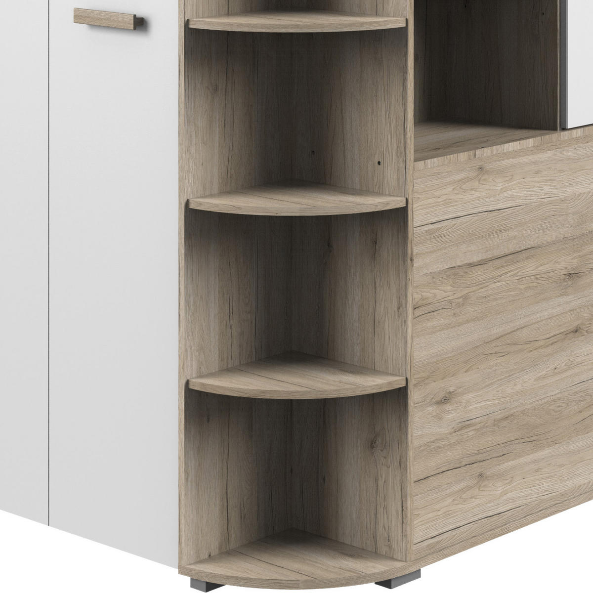 ROHOVÝ ŠATNÍK, 124/199/148 cm - biela/dub San Remo, Design, kompozitné drevo (124/199/148cm) - MID.YOU