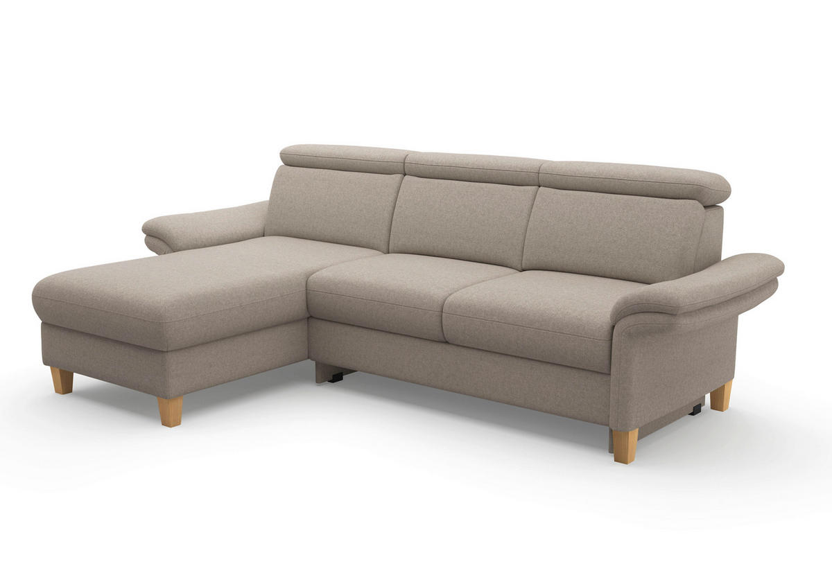 ECKSOFA in Flachgewebe Taupe  166/253 cm  - Taupe/Eichefarben, KONVENTIONELL, Holz/Textil (166/253cm) - Sit & More