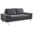 2-SITZER-SOFA Mikrofaser Grau  - Chromfarben/Beige, Design, Textil/Metall (194/86/97cm) - Hom`in