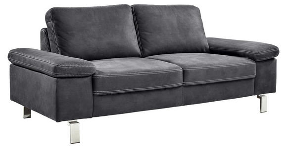 2-SITZER-SOFA Mikrofaser Grau  - Chromfarben/Beige, Design, Textil/Metall (194/86/97cm) - Hom`in