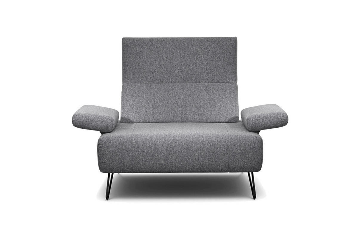 SESSEL in Chenille Anthrazit  - Anthrazit/Schwarz, Design, Textil/Metall (114-142/85/86-94cm) - SENSOO