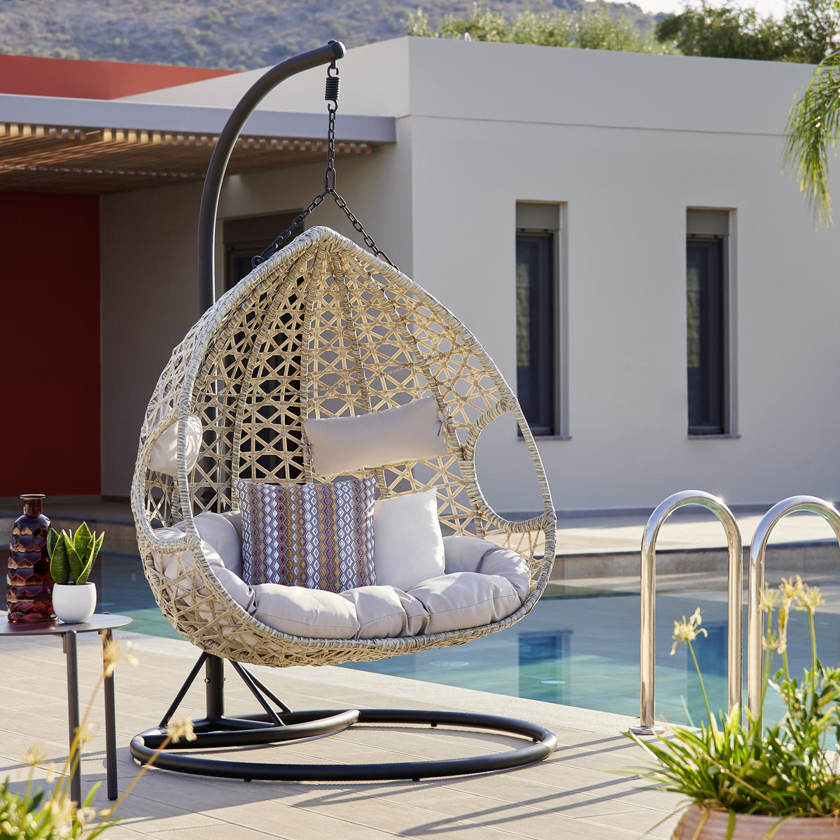 FOTELJA VISEĆA  metal   - siva/svijetlo siva, Romantično / ladanjski, metal/tekstil (128/198/120cm) - Ambia Garden