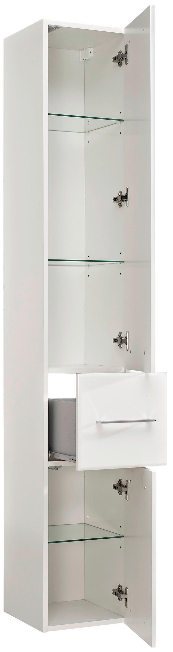 HOCHSCHRANK 30/185,5/33 cm  - Chromfarben/Weiß Hochglanz, Basics, Glas/Holzwerkstoff (30/185,5/33cm) - Pelipal