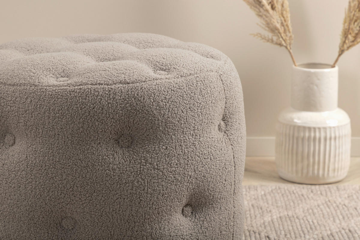 POUF in Greige Textil Greige  - Greige, Design, Textil (55/44/55cm) - Livetastic