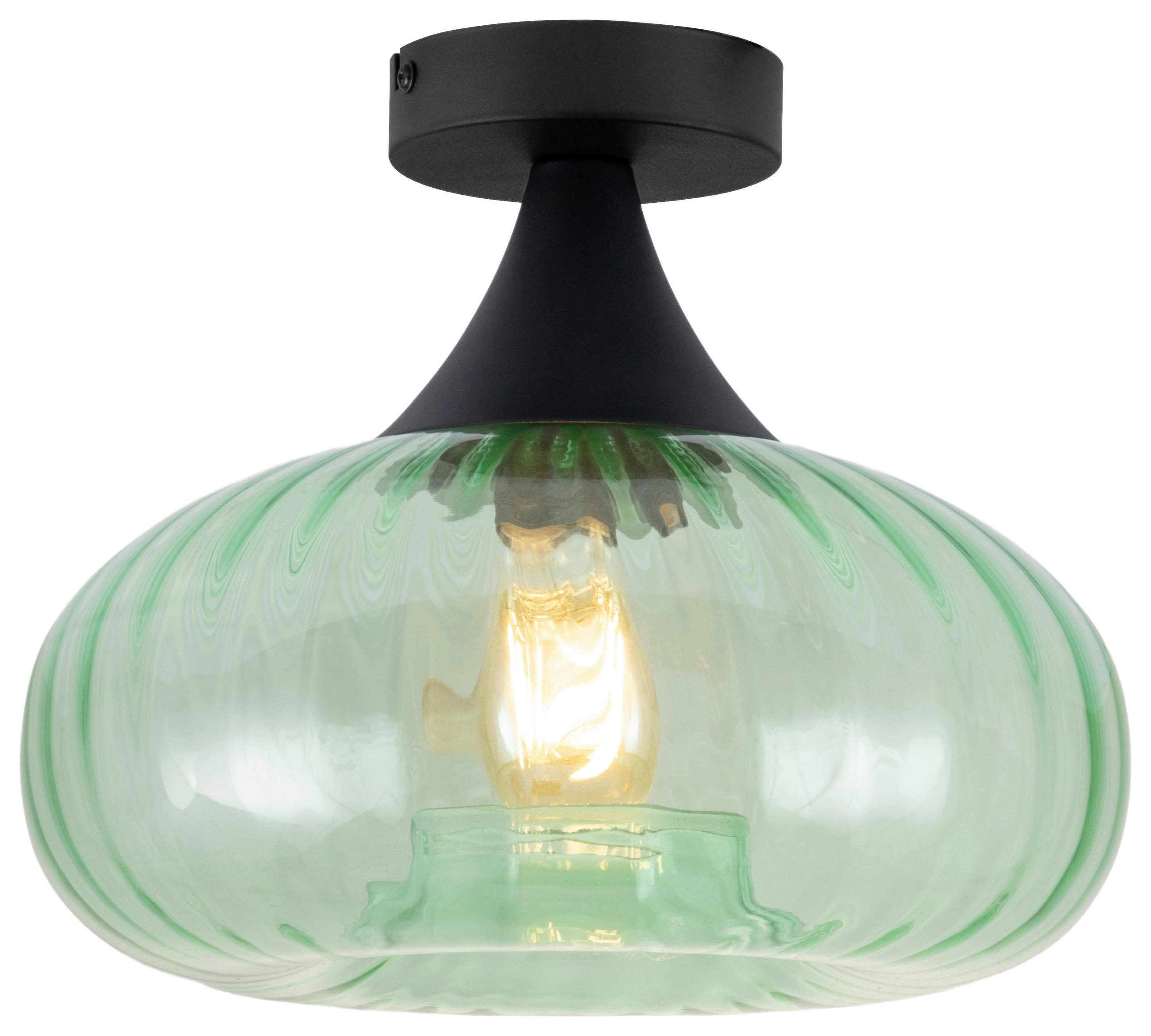 DECKENLEUCHTE 28/23 cm   - Schwarz/Grün, Design, Glas/Metall (28/23cm) - Collet's Monde