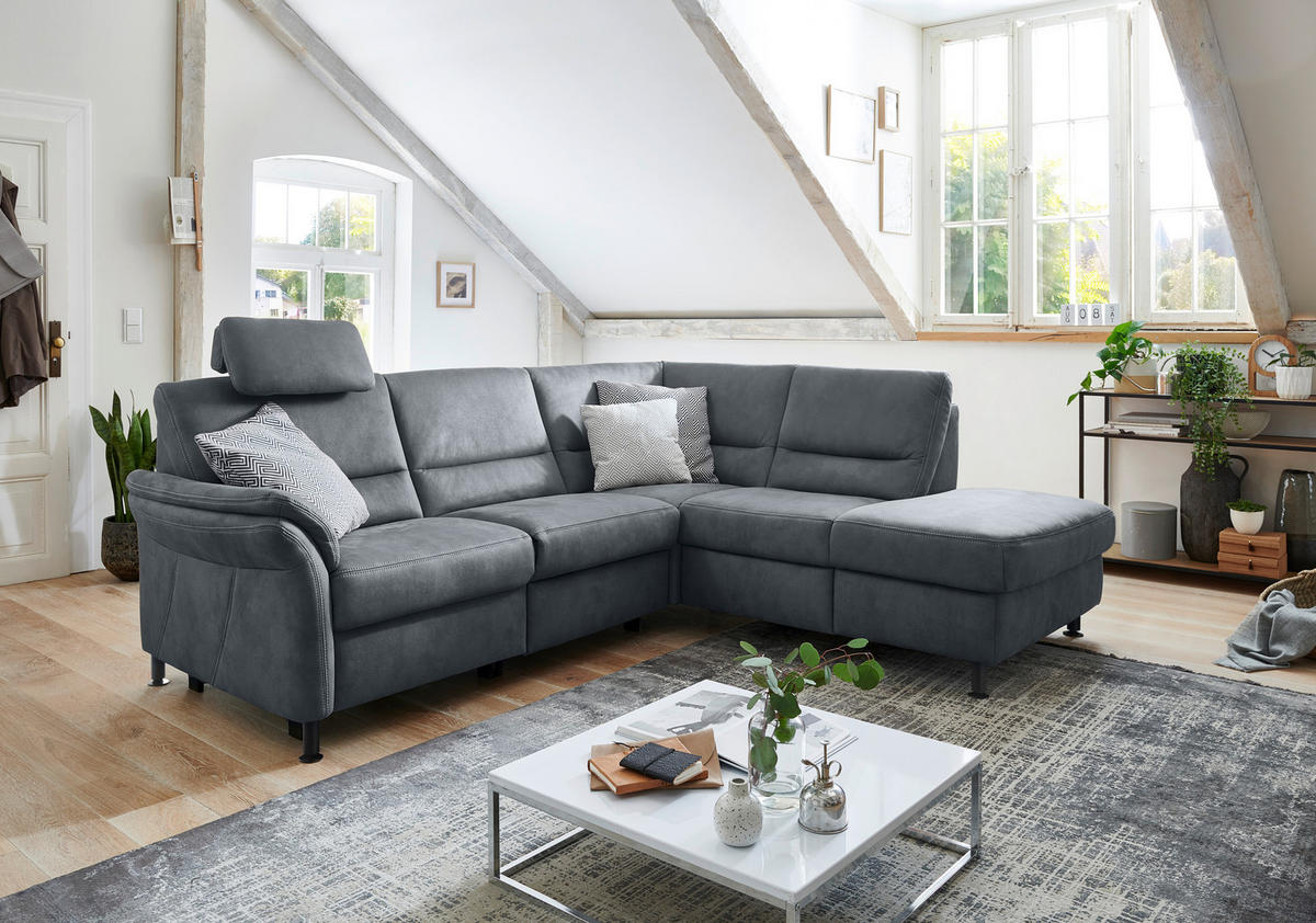 HÖRNSOFFA i flatväv blå  - blå/svart, Modern, metall/textil (227/203cm) - Beldomo System