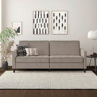 SCHLAFSOFA Velours Taupe  - Taupe/Schwarz, Basics, Kunststoff/Textil (207/86/86cm) - Livetastic