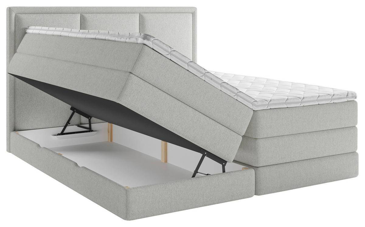 BOXSPRINGBETT 200/200 cm  in Hellgrau  - Hellgrau/Schwarz, Design, Holz/Holzwerkstoff (200/200cm) - MID.YOU