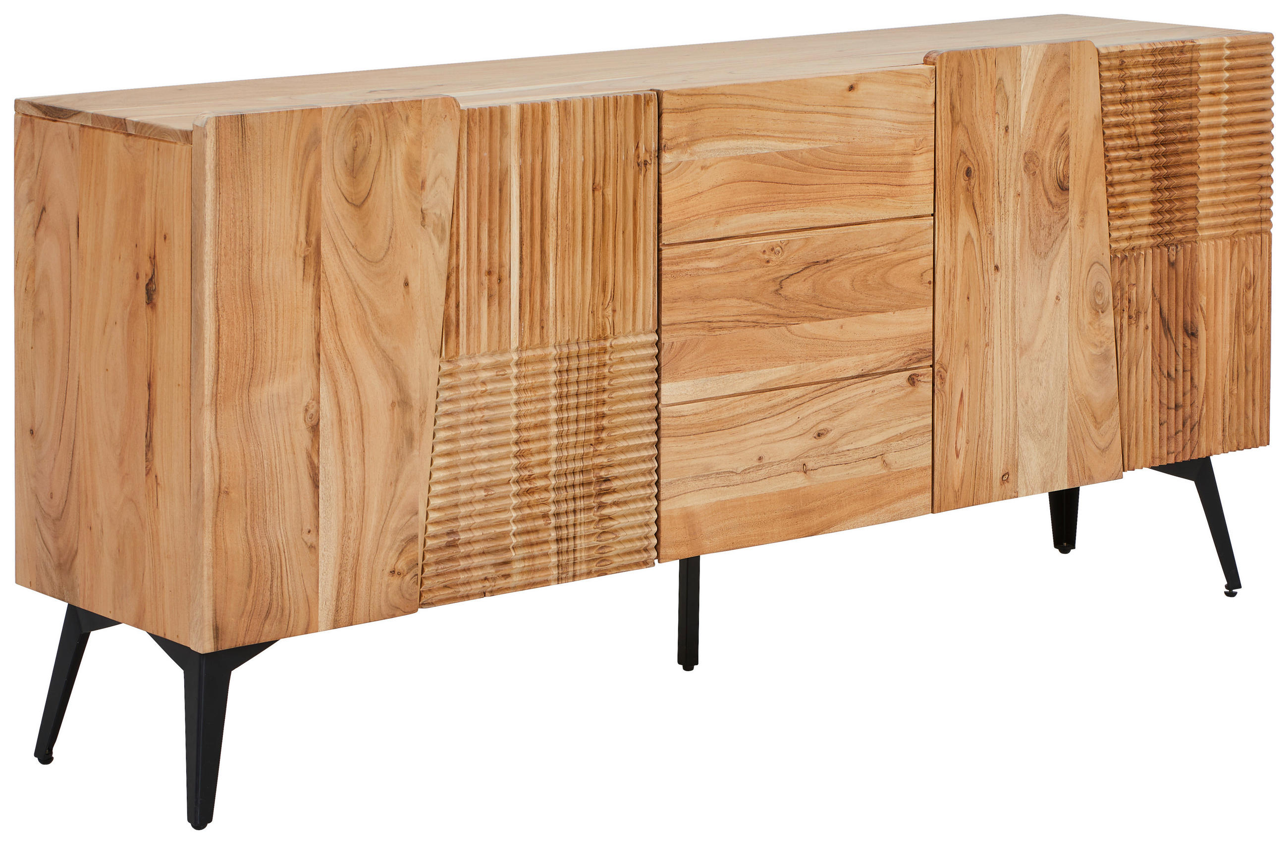 SIDEBOARD 170/76/40 cm  - svart/akaciefärgad, Modern, metall/trä (170/76/40cm) - Livetastic