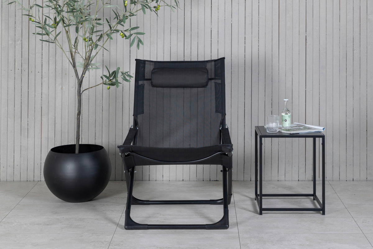STRANDSTUHL Stahl Schwarz  - Schwarz, KONVENTIONELL, Textil/Metall (63/89/84cm) - Gardenson