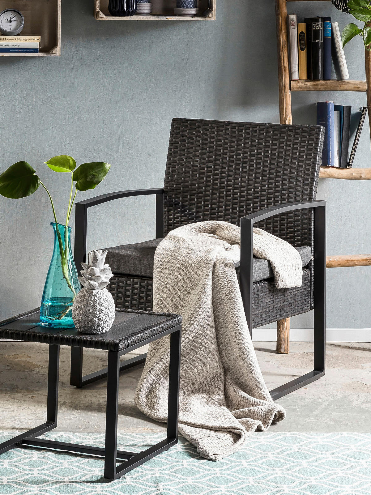 GARTENSET  - Anthrazit/Grau, Design, Kunststoff/Textil - Livetastic