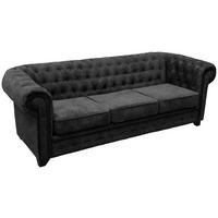 CHESTERFIELD-SOFA CHESTERFIELD in Flachgewebe Anthrazit  - Anthrazit/Schwarz, KONVENTIONELL, Holz/Holzwerkstoff (225/72/92cm) - Livetastic