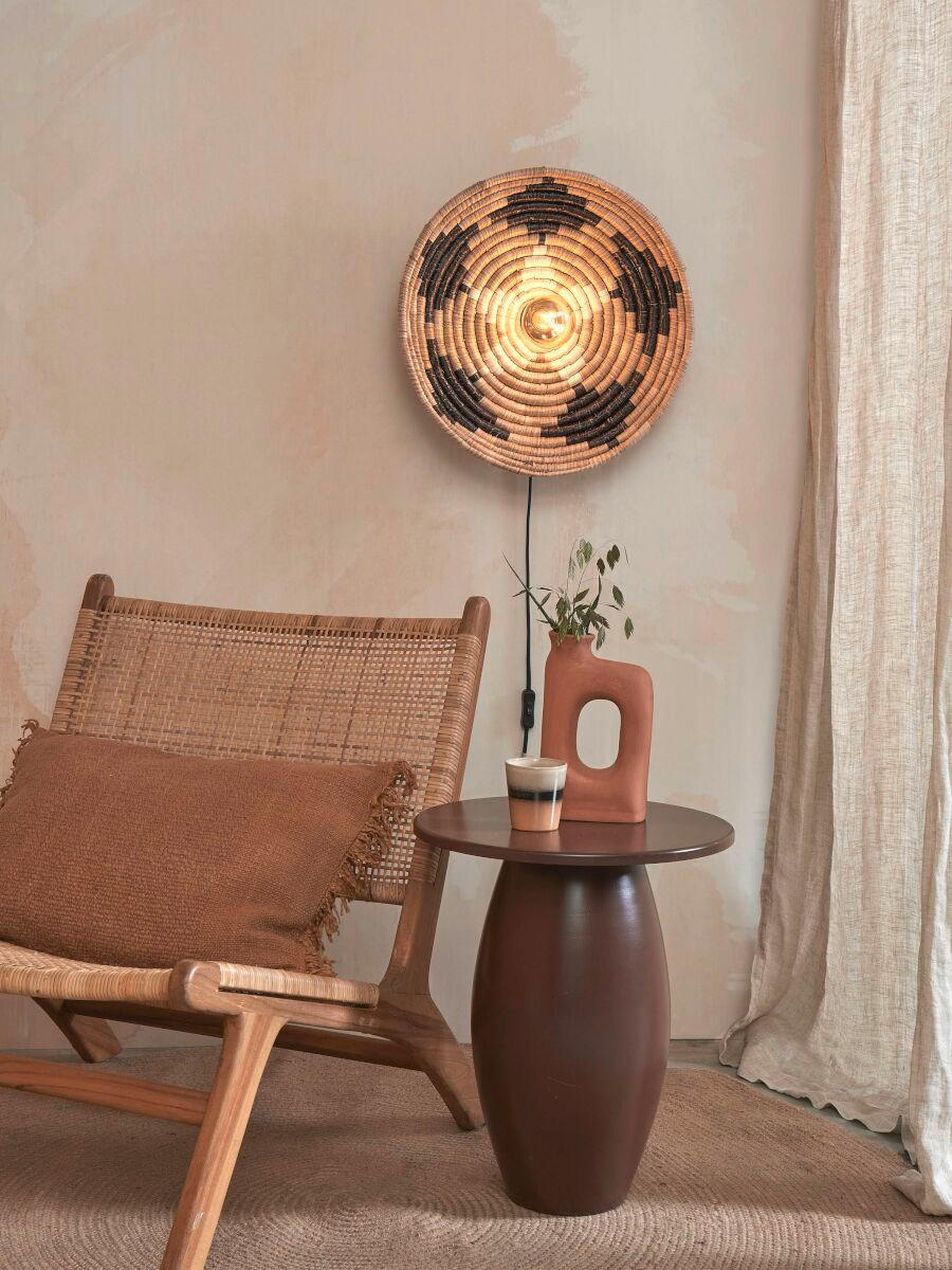 VÄGGLAMPA 45/6 cm - vit/svart, Basics, naturmaterial (45/6cm) - Good & Mojo