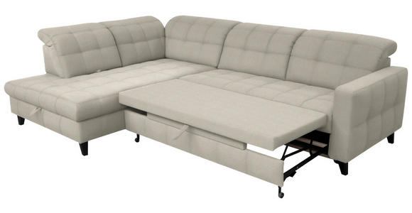 ECKSOFA in Webstoff Ecru 216/297 cm - Ecru/Schwarz, Design, Holz/Textil (216/297cm) - Xora
