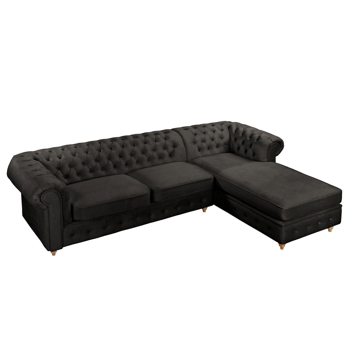 ECKSOFA Laura in Mikrofaser Anthrazit  284/182 cm  - Anthrazit/Creme, Design, Holz/Textil (284/182cm) - P & B