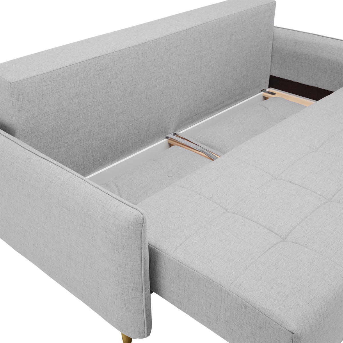 SCHLAFSOFA Webstoff Hellgrau  - Eichefarben/Hellgrau, Design, Holz/Textil (227/98/113cm) - Carryhome