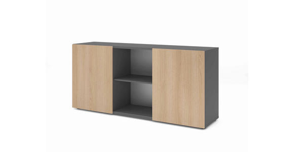SIDEBOARD  160/74,8/42 cm  - Eichefarben/Graphitfarben, KONVENTIONELL, Holzwerkstoff (160/74,8/42cm) - Venda