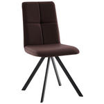 STUHL  in Eisen Lederlook, Mikrofaser Metall, Textil  - Dunkelbraun/Schwarz, MODERN, Textil/Metall (47/92/60cm) - Cantus