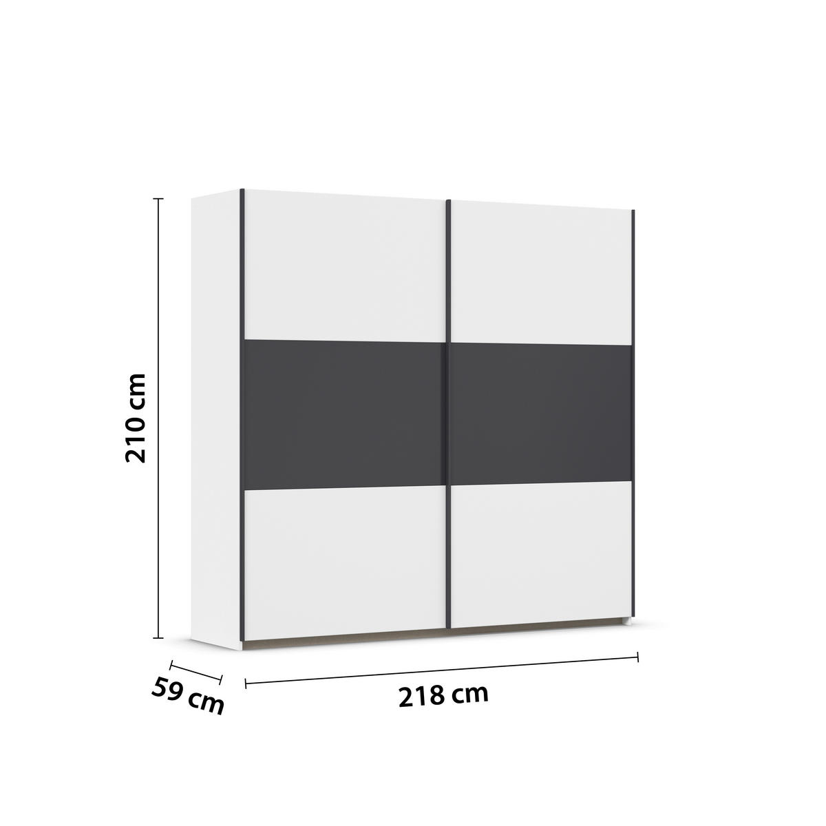 SCHWEBETÜRENSCHRANK in Grau, Weiss  - Weiss/Grau, Modern, Holzwerkstoff/Metall (218/210/59cm) - Rauch Möbel