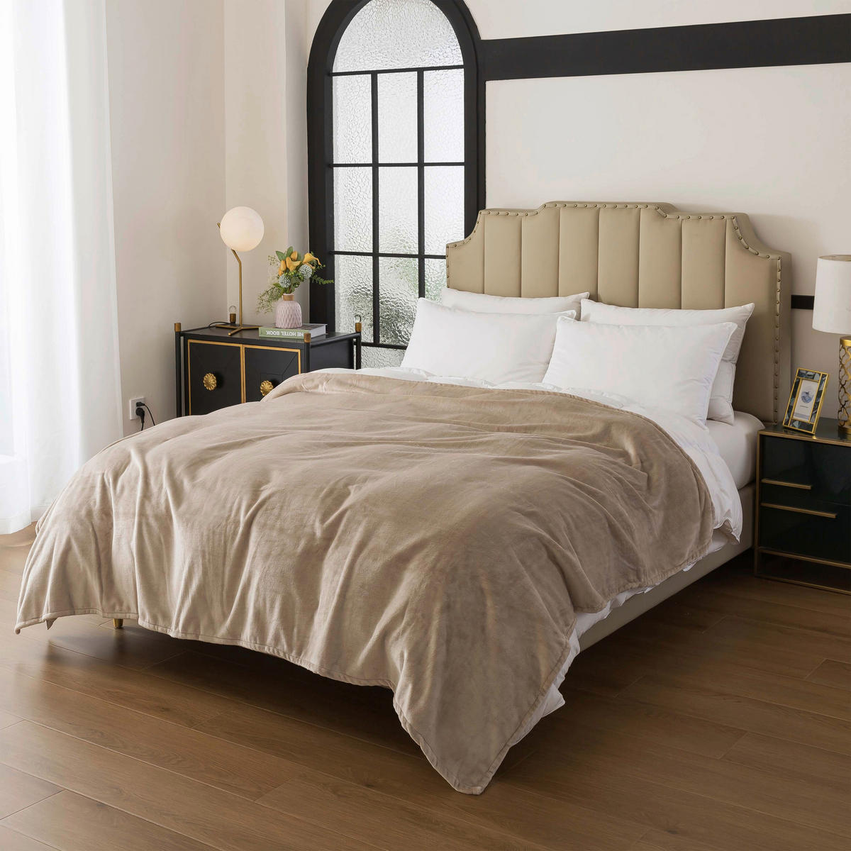 ÁGYTAKARÓ  - bézs, Basics, textil (150/4/200cm)