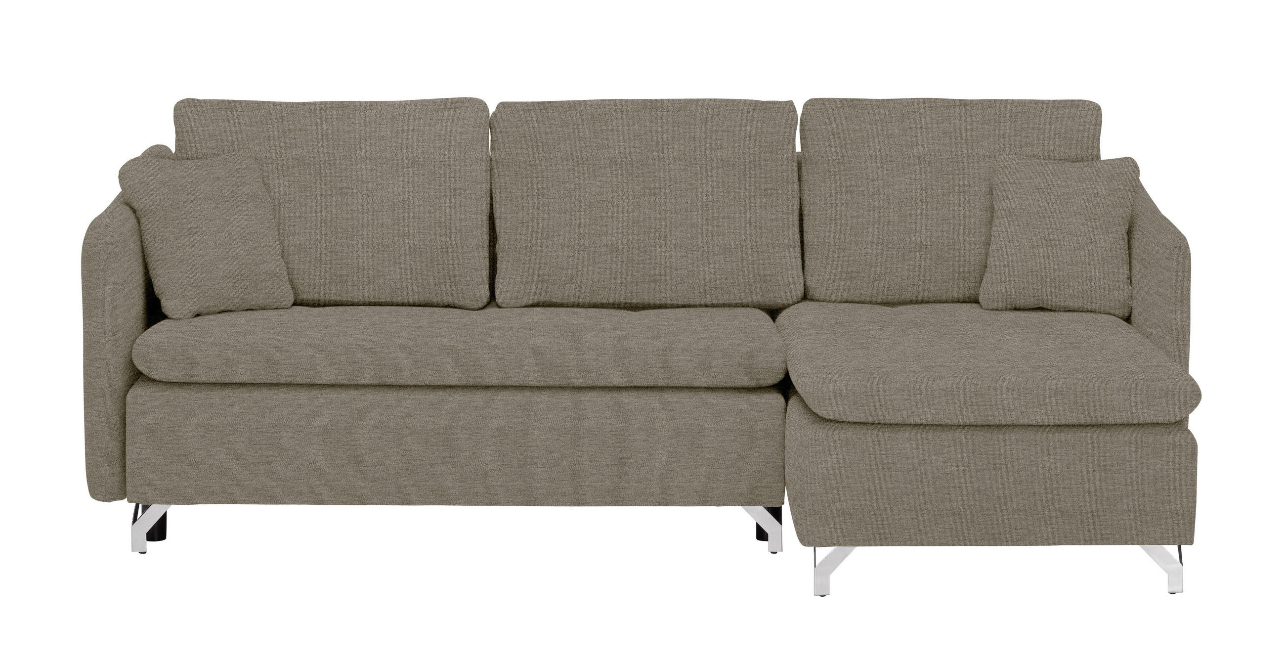 ECKSOFA Hellbraun Struktur  - Hellbraun/Silberfarben, Design, Textil/Metall (223/146cm) - Ti'me