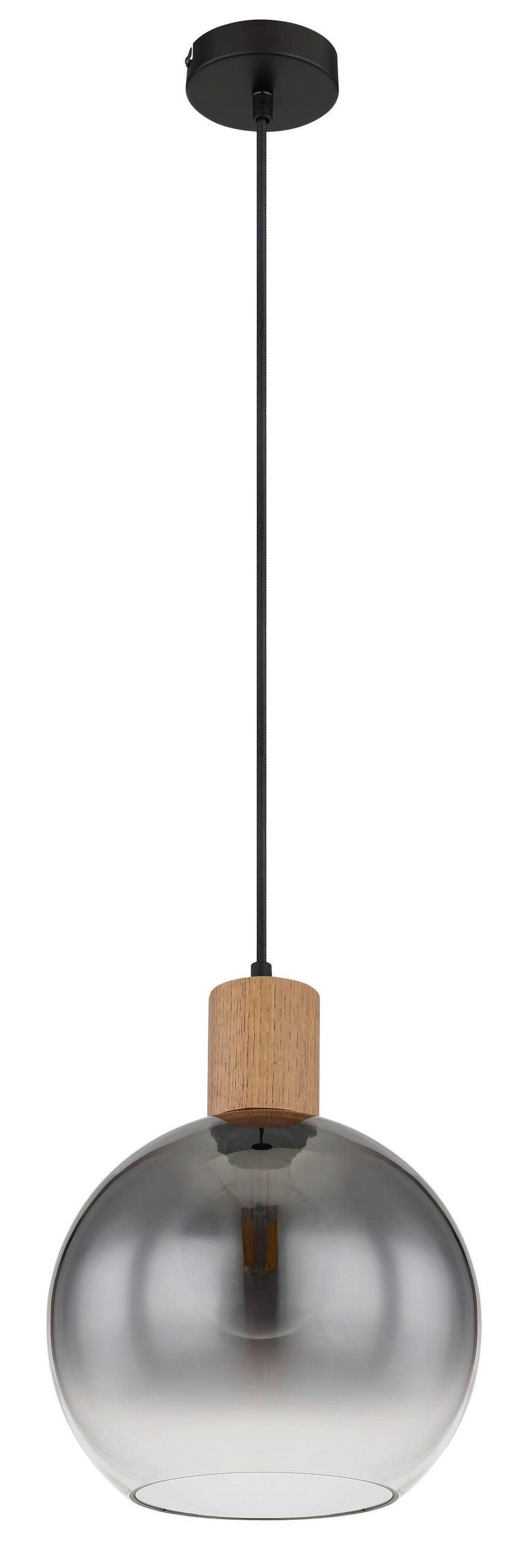 VISEČA SVETILKA        25/120 cm      E27 - črna/naravne barve, Natur, kovina/steklo (25/120cm) - Globo