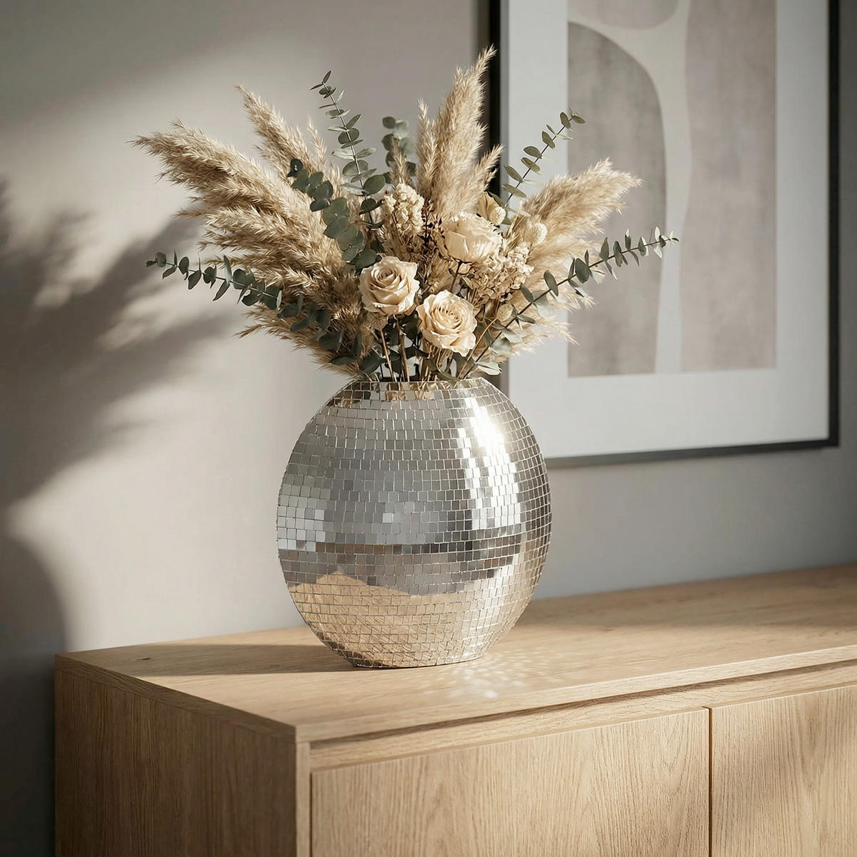 VASE 35 cm  - Silberfarben, Design, Metall (40/10/35cm) - Livetastic