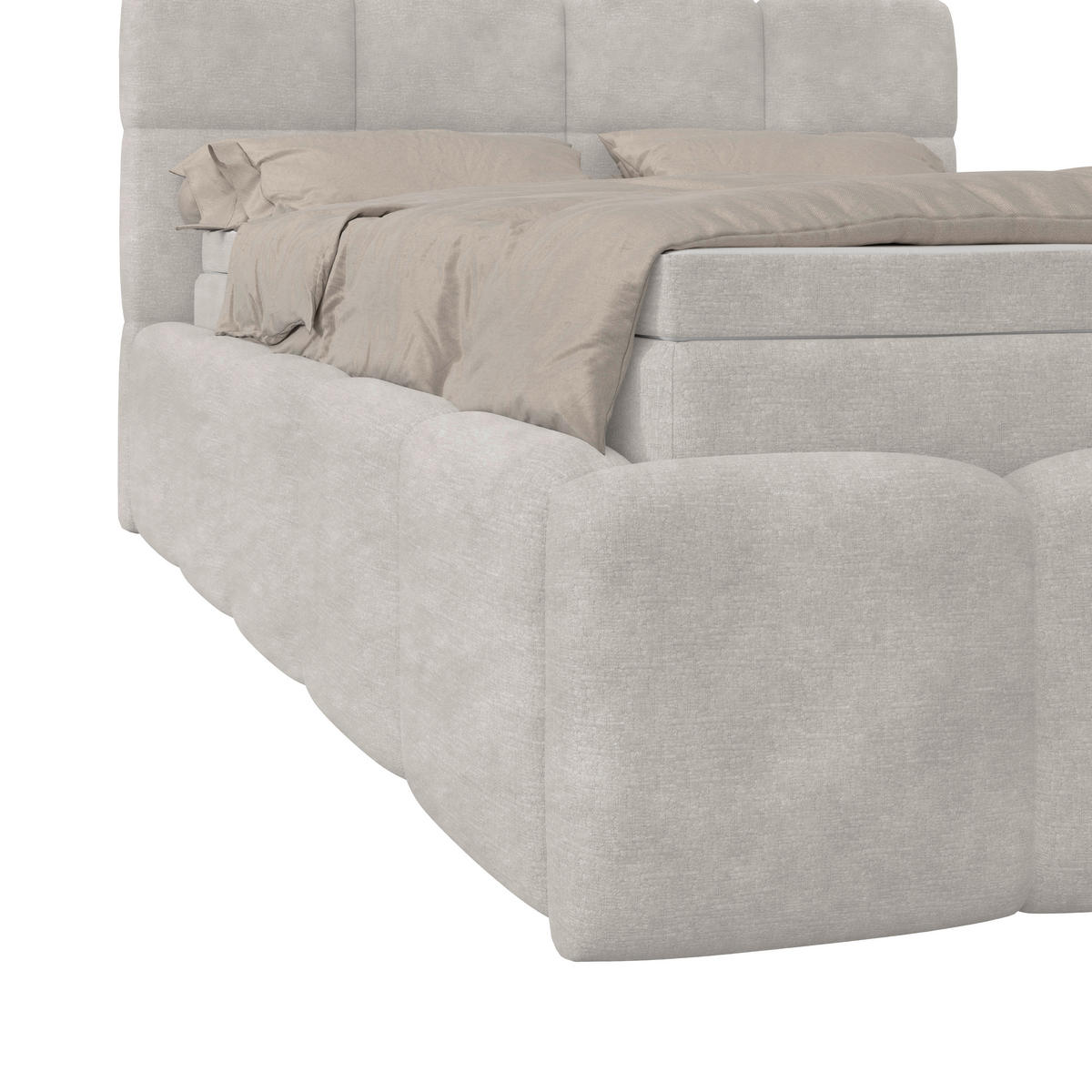 POLSTERBETT 140/200 cm,  in Creme, Matratze, Bettkasten, H3 = fest  - Creme/Schwarz, Trend, Kunststoff/Textil (140/200cm)