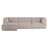 ECKSOFA Manu in Chenille Naturfarben  160/286 cm  - Schwarz/Naturfarben, MODERN, Kunststoff/Textil (160/286cm) - Livetastic