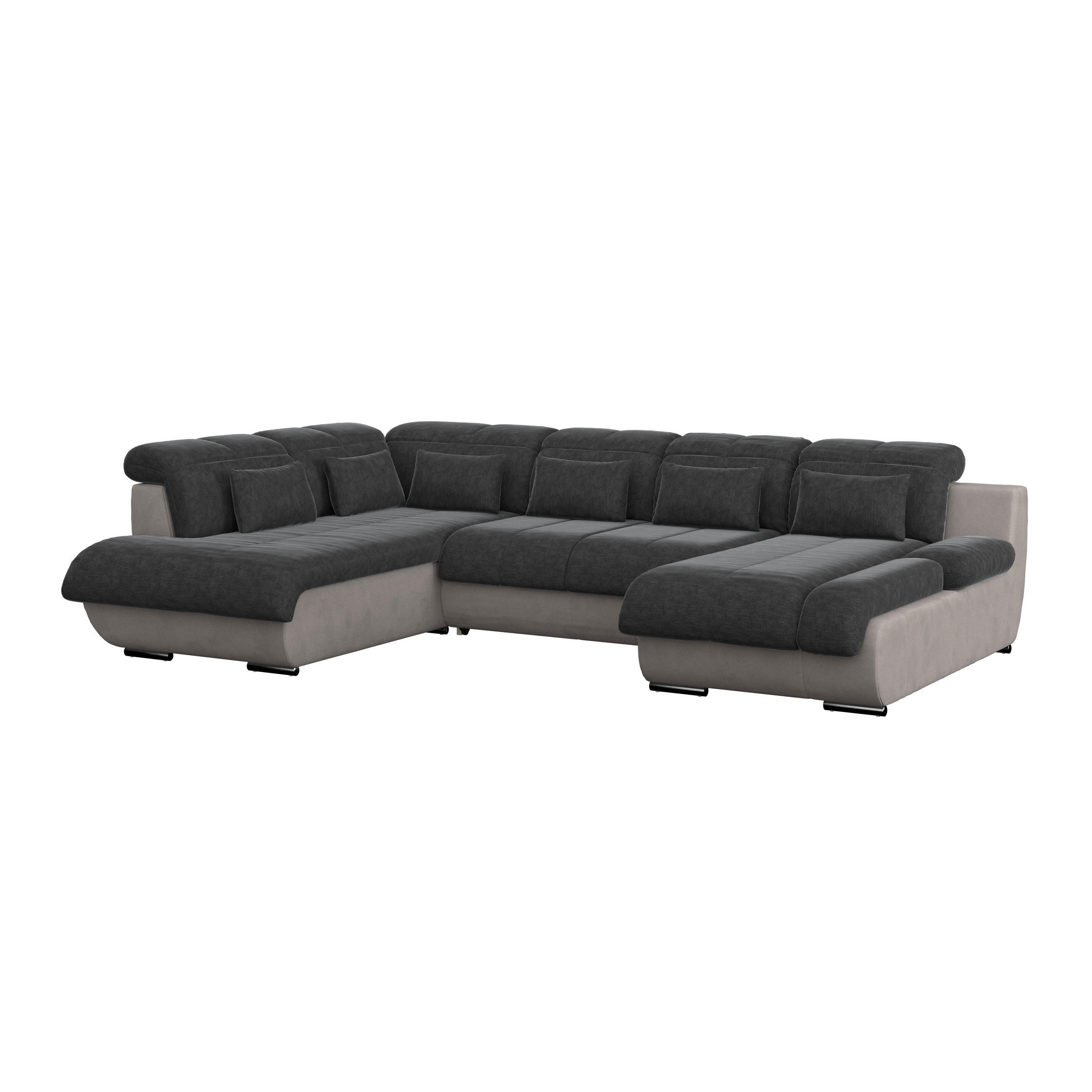 WOHNLANDSCHAFT in Webstoff Anthrazit, Grau  - Chromfarben/Anthrazit, Modern, Textil/Metall (228/345/184cm) - MID.YOU
