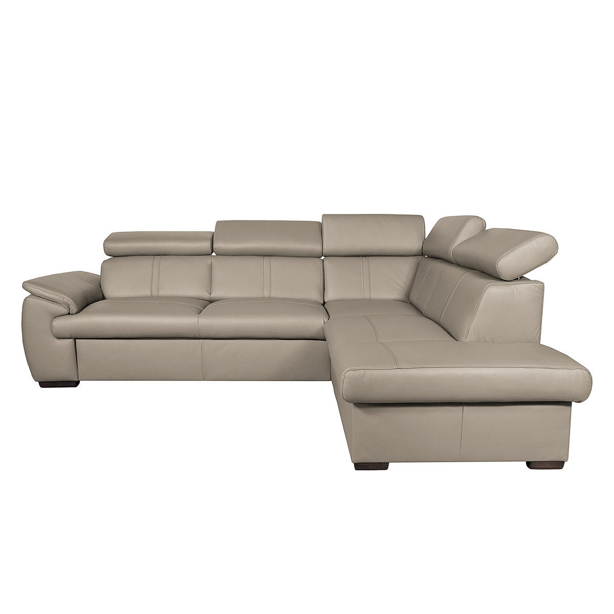 ECKSOFA Hellgrau Echtleder  - Wengefarben/Hellgrau, Design, Leder/Holz (265/211cm) - Livetastic