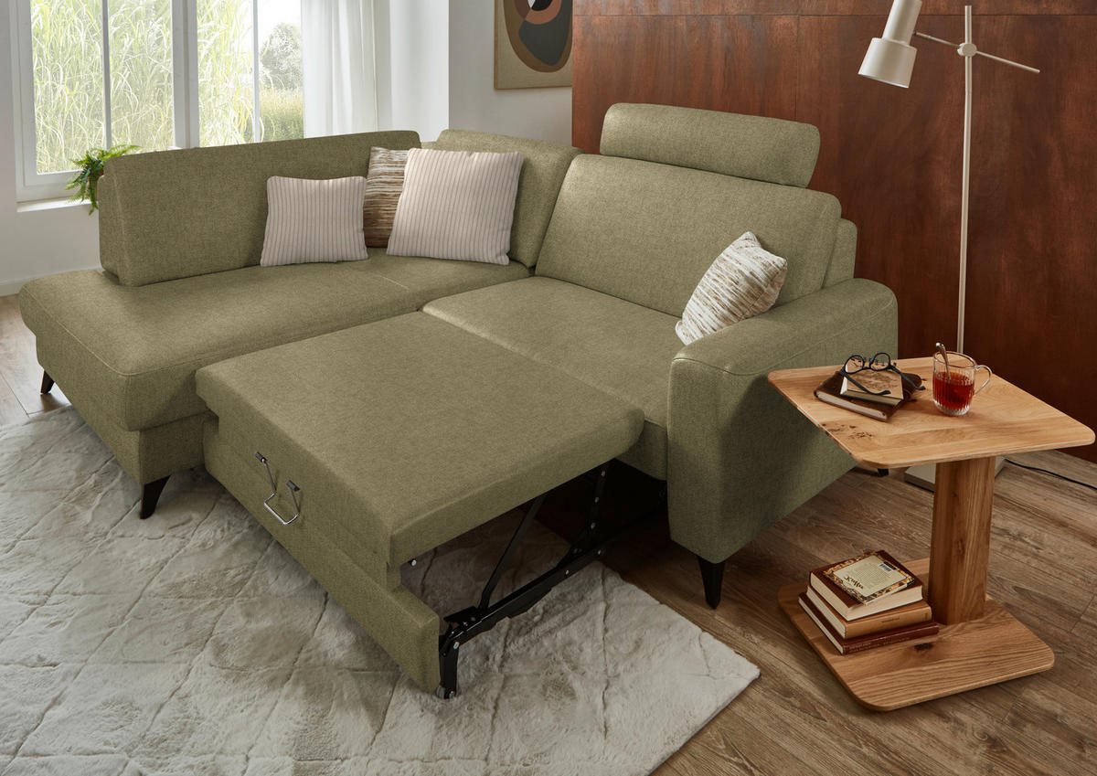 ECKSOFA  Chenille Schilfgrün  - Schilfgrün/Schwarz, Design, Textil/Metall (182/239cm) - Beldomo Comfort