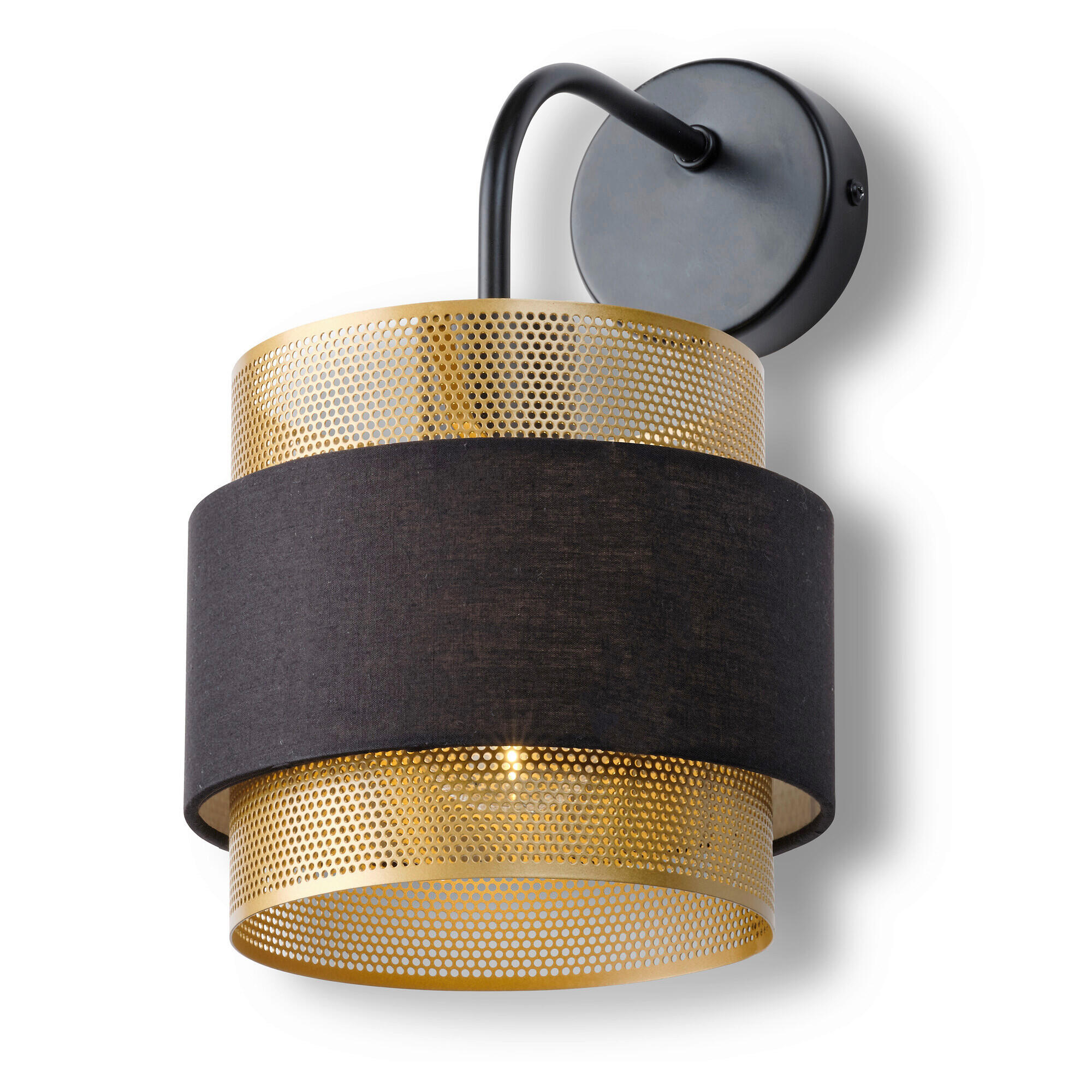 WANDLEUCHTE 18/23,5/30 cm   - Goldfarben/Schwarz, KONVENTIONELL, Textil/Metall (18/23,5/30cm) - Osram