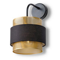 WANDLEUCHTE 18/23,5/30 cm   - Goldfarben/Schwarz, KONVENTIONELL, Textil/Metall (18/23,5/30cm) - Osram