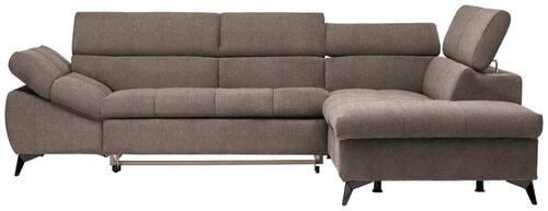 ECKSOFA in Mikrofaser Taupe  - Taupe/Schwarz, Design, Kunststoff/Textil (279/210cm) - Stylife