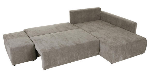 ECKSOFA in Flachgewebe Hellbraun  - Hellbraun/Schwarz, KONVENTIONELL, Kunststoff/Textil (295/200cm) - Carryhome