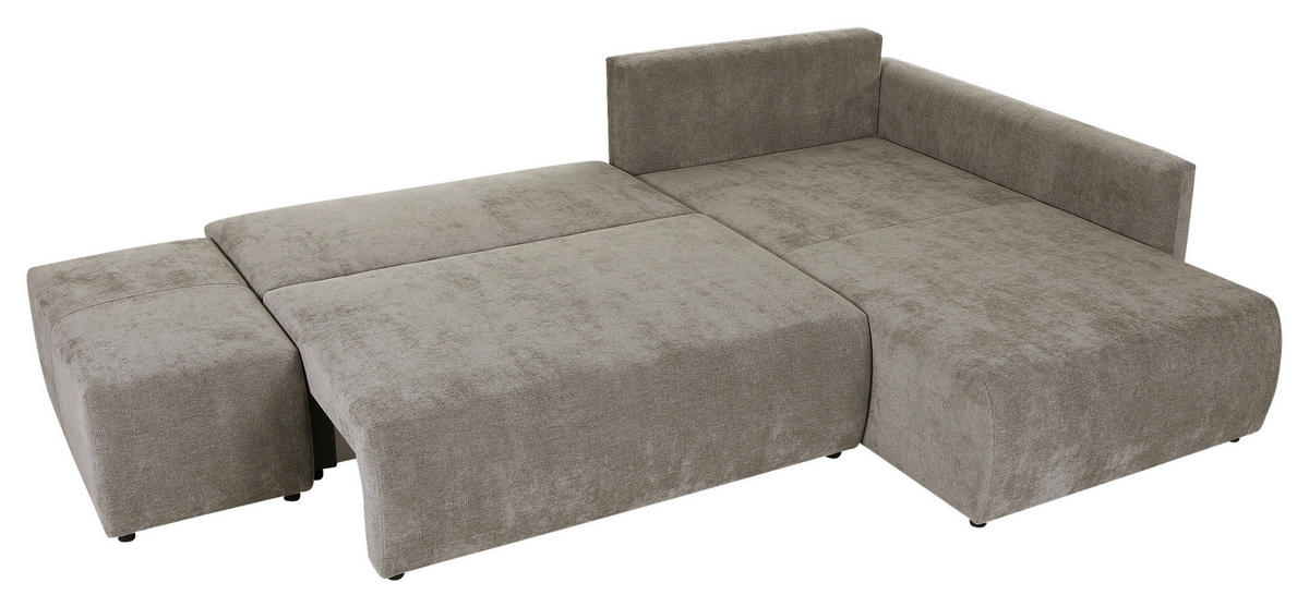 ECKSOFA in Flachgewebe Hellbraun  - Hellbraun/Schwarz, Konventionell, Kunststoff/Textil (295/200cm) - Carryhome