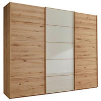 SCHWEBETÜRENSCHRANK in Champagner, Eiche Bianco  - Eiche Bianco/Champagner, Natur, Glas/Holz (300/236/67cm) - Linea Natura