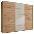 SCHWEBETÜRENSCHRANK  in Champagner, Eiche Bianco  - Eiche Bianco/Champagner, Natur, Glas/Holz (300/236/67cm) - Linea Natura