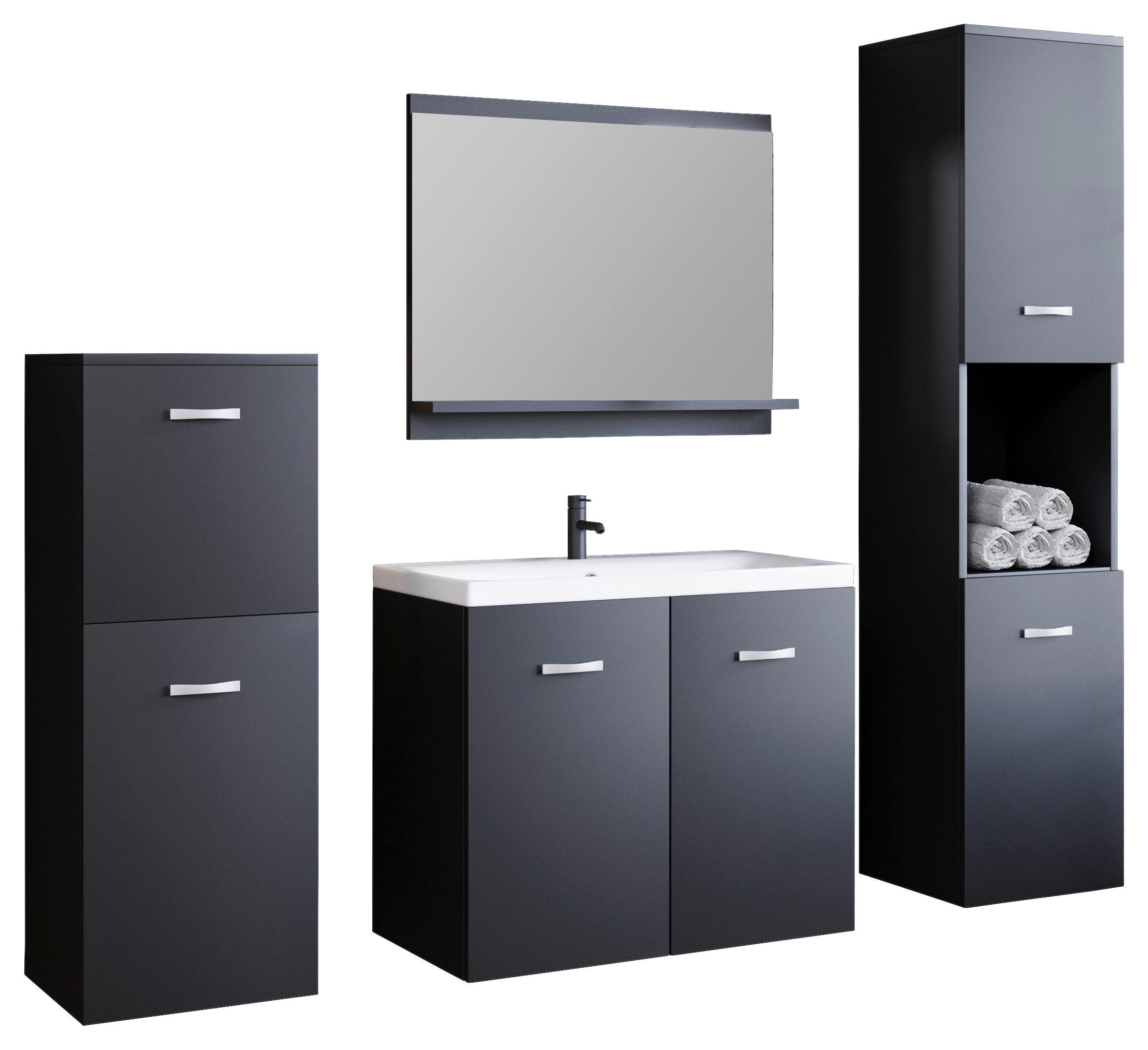 BADEZIMMER 5-teilig  in 120 cm  - Graphitfarben/Weiß, LIFESTYLE, Keramik/Holzwerkstoff (120cm) - P & B