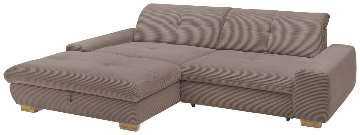 ECKSOFA Greige Cord  - Greige/Eichefarben, Design, Holz/Textil (198/276cm) - SetOne by Musterring