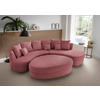 Wohnlandschaft inkl. Hocker Koralle Cord  - Koralle/Schwarz, Design, Kunststoff/Textil (300/160cm) - Livetastic