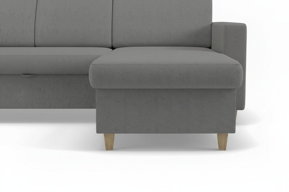 WOHNLANDSCHAFT NIKAS Grau Bouclé  - Buchefarben/Grau, Design, Holz/Textil (310/198/145cm) - MID.YOU