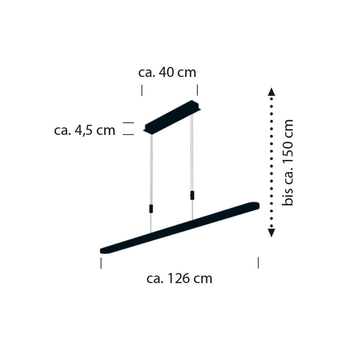 LED-HÄNGELEUCHTE Charli 126/4,5/150 cm   - Weiß, Design, Metall (126/4,5/150cm) - Hell