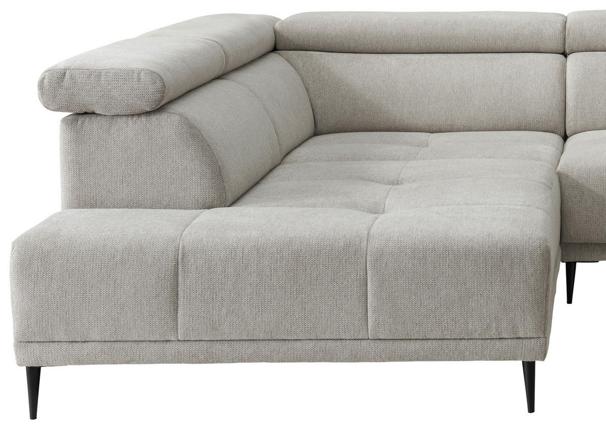 ECKSOFA Chenille Beige  - Beige/Schwarz, Konventionell, Textil/Metall (225/305cm) - Livetastic