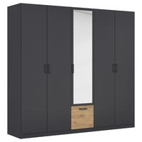 KLEIDERSCHRANK Grau, Eiche Artisan  - Eiche Artisan/Grau, Basics, Holzwerkstoff/Metall (226/210/54cm) - Boxxx