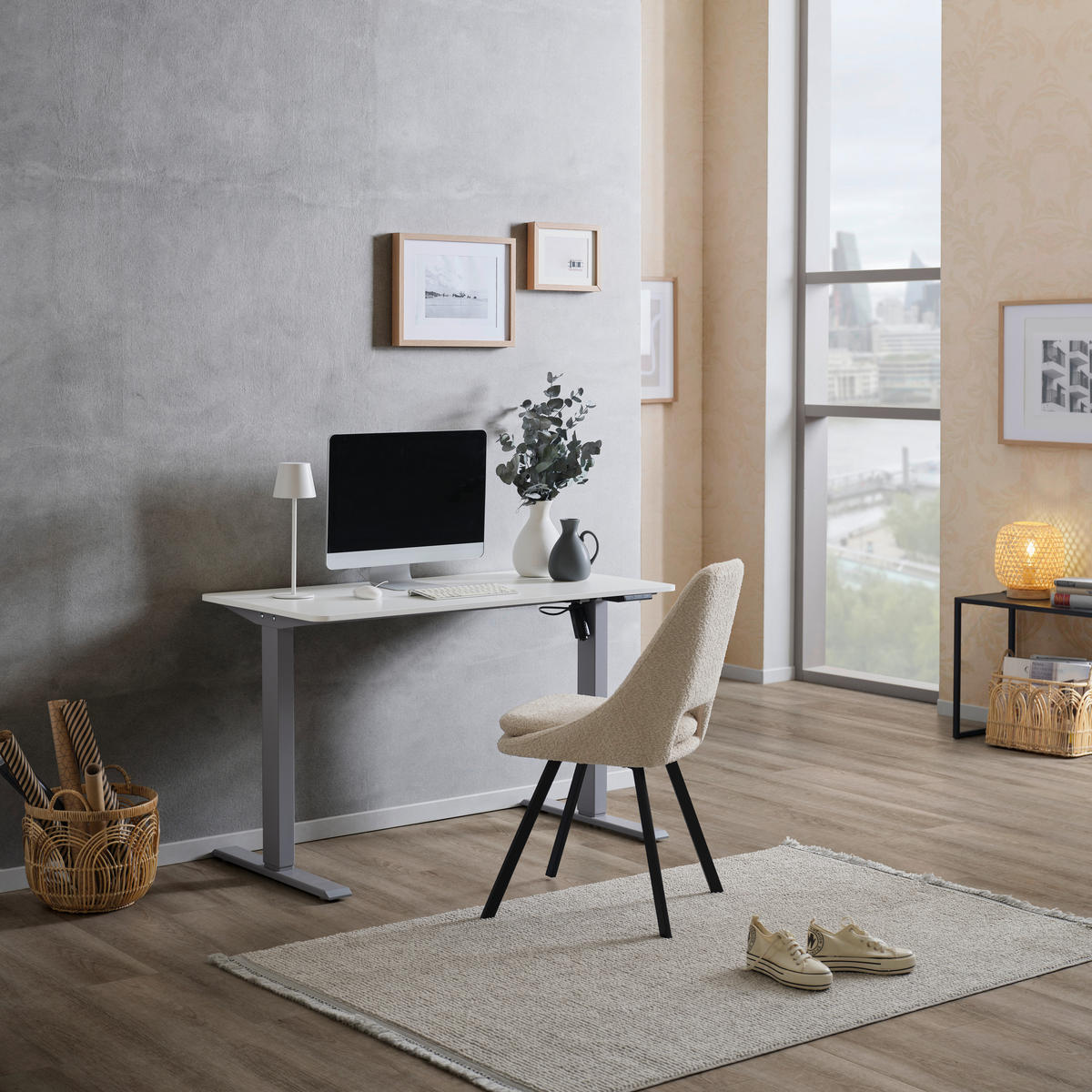 SCHREIBTISCH  in Weiss  - Weiss/Grau, Modern, Holzwerkstoff/Kunststoff (120/71,5/60cm) - MID.YOU