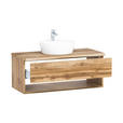 WASCHTISCHKOMBI 101 cm  - Eiche Wotan/Weiß, Natur, Keramik/Holzwerkstoff (101cm) - Xora